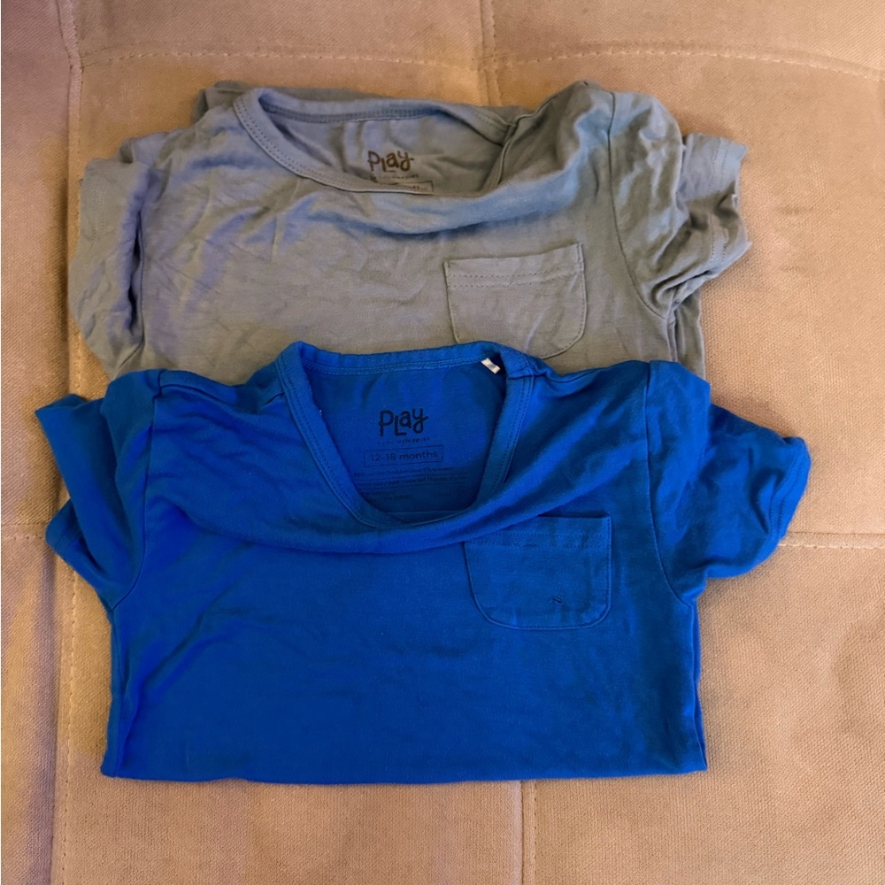 Little Sleepies Blue and Gray Short Sleeve Tees Bundle *small hole in gray shirt